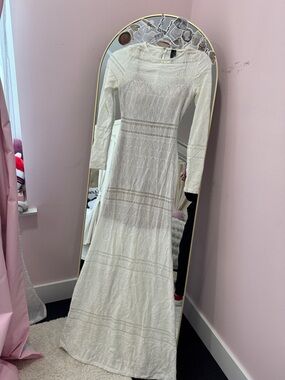 Marciano Ivory Long-Sleeve Lace Maxi Dress